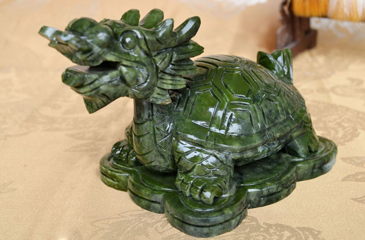 美邁達 南玉石龍龜擺件石頭工藝品家居辦公室擺件家居裝飾禮物 大號
